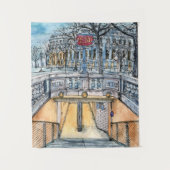 宛先 |水彩ヴィンテージ地下鉄入口 タペストリー (正面)