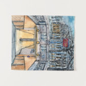 宛先 |水彩ヴィンテージ地下鉄入口 タペストリー (正面(横))