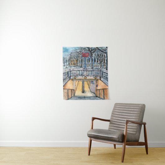 宛先 |水彩ヴィンテージ地下鉄入口 タペストリー (インサイチュ)