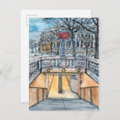 宛先 |水彩ヴィンテージ地下鉄入口 ポストカード (正面/裏面)