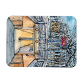 宛先 |水彩ヴィンテージ地下鉄入口 マグネット (横)