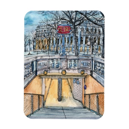 宛先 |水彩ヴィンテージ地下鉄入口 マグネット (縦)