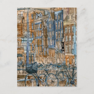 宛先 Water color New York City View ポストカード