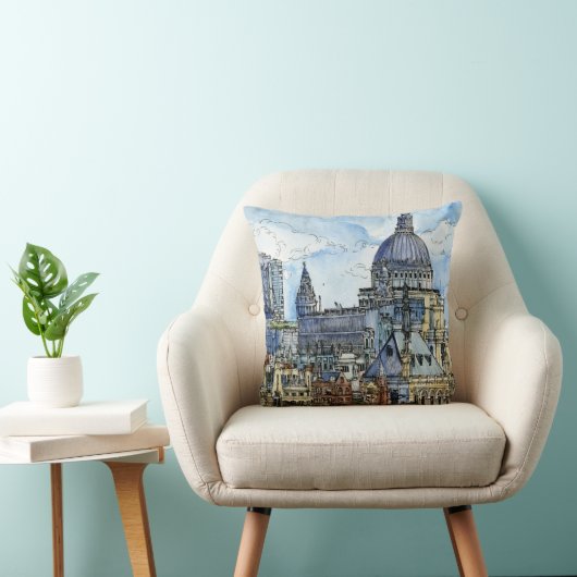 宛先 | Water color River Thames Waterfront クッション (椅子)