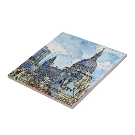 宛先 | Water color River Thames Waterfront タイル (側面)