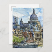 宛先 | Water color River Thames Waterfront ポストカード (正面/裏面)