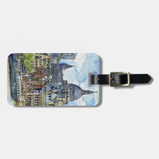 宛先 | Water color River Thames Waterfront ラゲッジタグ (正面横)