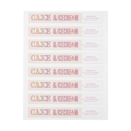 宛名ラベルのまわりのアイスクリームの社会的な覆い ラップアラウンドラベル (シート)