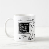 「宝くじに挑戦」とキャッシュポイント·マシンが言う コーヒーマグカップ (左)