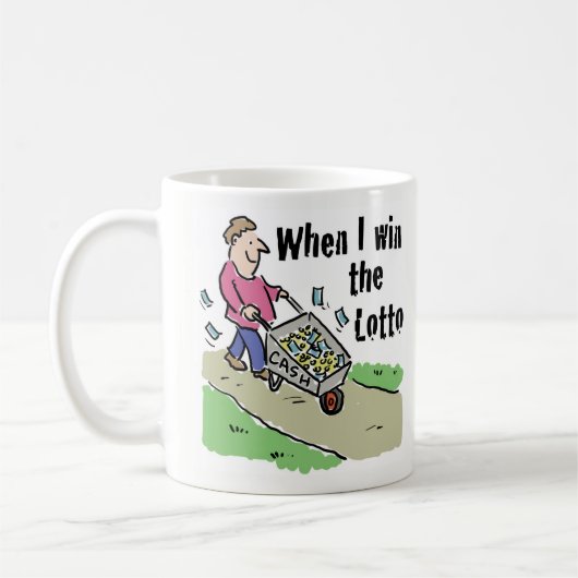 宝くじ当選デザイン男と金のバロウ コーヒーマグカップ (左)