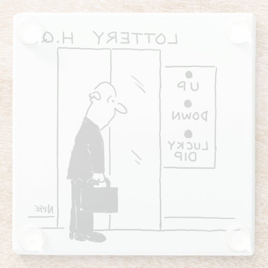 宝くじ本社漫画のエレベーターまたはリフト ガラスコースター (裏面)