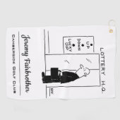 宝くじ本社漫画のエレベーターまたはリフト ゴルフタオル (横)