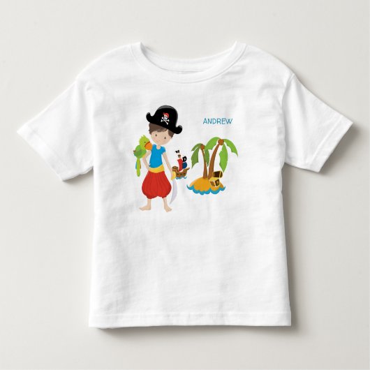 宝とオウムの少年の海賊 トドラーTシャツ (正面)