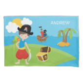 宝とオウムの少年の海賊 枕カバー (正面)