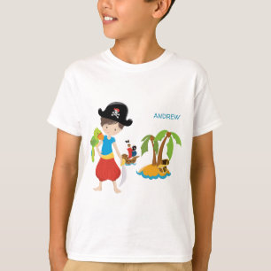宝とオウムの少年の海賊 Tシャツ