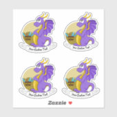 宝と文字を持つ漫画の紫の龍 シール (シート)