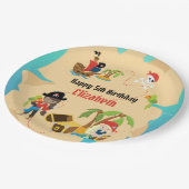 宝の地図かわいい女の子海賊誕生日パーティー ペーパープレート (アングル)