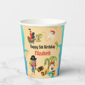 宝の地図かわいい女の子海賊誕生日パーティー 紙コップ (裏面)