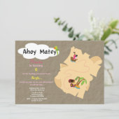 宝の地図の誕生日招待状 招待状 (スタンド正面)