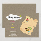 宝の地図の誕生日招待状 招待状 (正面/裏面)