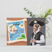 宝の地図海賊の誕生日パーティー船写真 招待状 (スタンド正面)