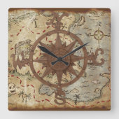 宝の地図 スクエア壁時計 (正面)