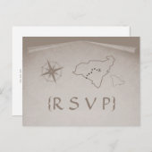 宝の地図RSVPポストカード,ベージュ インビテーションポストカード (正面/裏面)