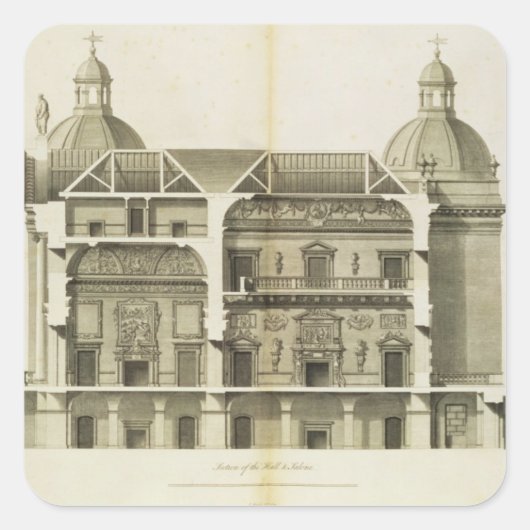 宝富館：広間・サロンの断面 スクエアシール (正面)