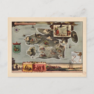 宝島の地図バイロバートルイススティーブンソン ポストカード