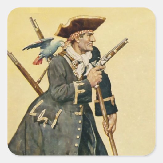 『宝島』に登場する“Long John Silver(ジョン・シルバー)” スクエアシール (正面)
