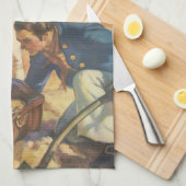 宝島、ヴィンテージ童話海賊 キッチンタオル (四つ折り)