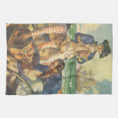 宝島、ヴィンテージ童話海賊 キッチンタオル (横)