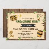 宝捜しのパーティーの誕生日の招待 招待状 (正面/裏面)