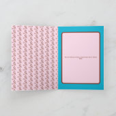 宝探しが楽しいパステルピンクのさくらんぼの木で掘るかわいいリス カード (内部)