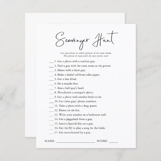 宝探しゲーム | ブライダルシャワーのゲーム (正面/裏面)