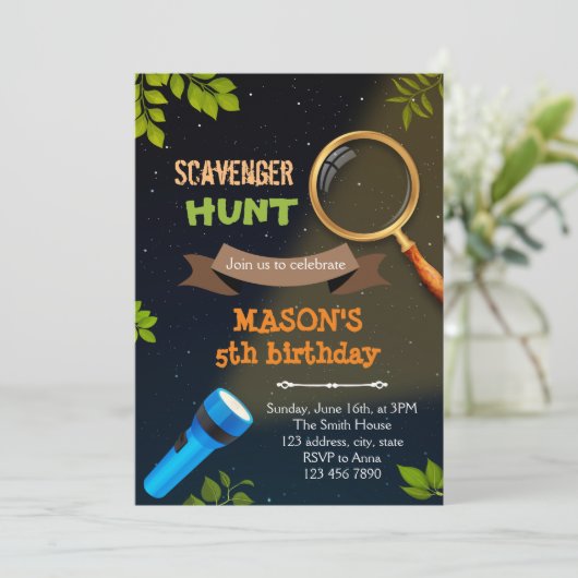 宝探しバースデー招待状 招待状 (スタンド正面)