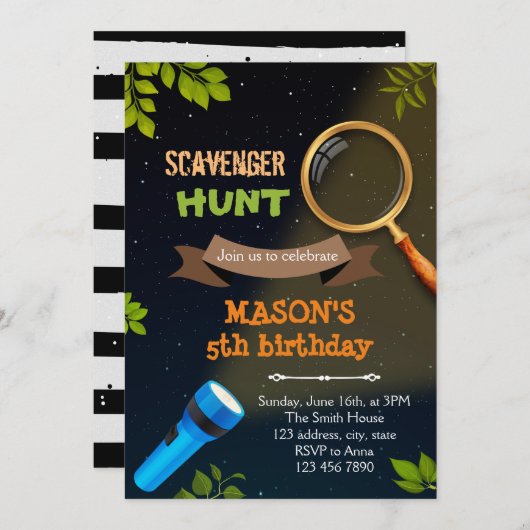 宝探しバースデー招待状 招待状 (正面/裏面)