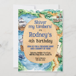 宝探しパイレーツ誕生日招待状 招待状