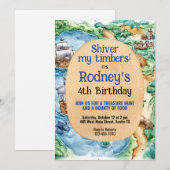 宝探しパイレーツ誕生日招待状 招待状 (正面/裏面)