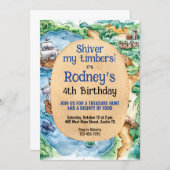 宝探しパイレーツ誕生日招待状 招待状 (正面/裏面)