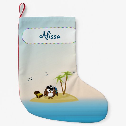 宝探しフクロウ – クリスマスソックス スモールクリスマスストッキング (正面)