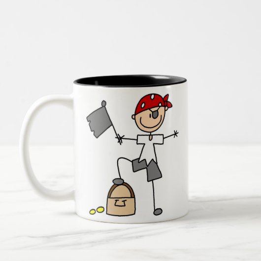 宝物マグを持つ海賊 ツートーンマグカップ (左)