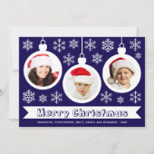 宝物写真コラージュ　あけましておめでとう　青と白 シーズンカード (正面)