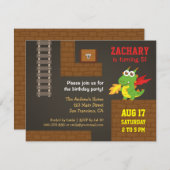 宝物狩り、ドラゴン、ビデオゲームの誕生日パーティー 招待状 (正面/裏面)