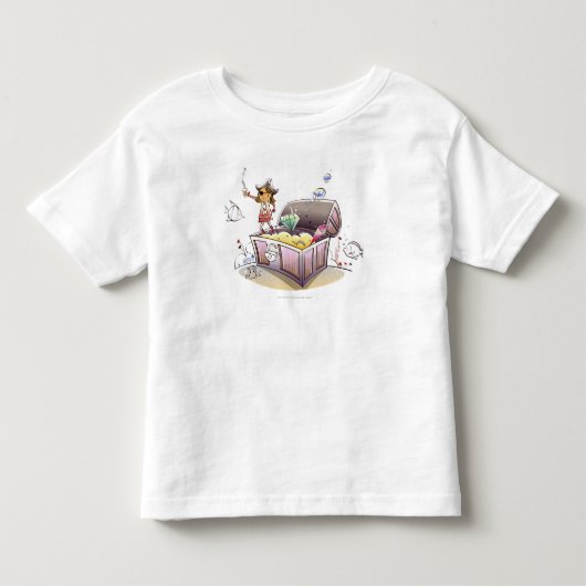 宝物箱に立っているメスの海賊 トドラーTシャツ (正面)