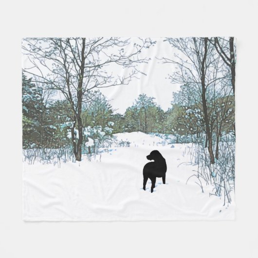 宝物 – Black Dog Art - Black Lab フリースブランケット (正面(横))