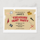 宝狩り誕生日パーティーの招待状 ポストカード (正面)
