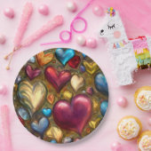 宝石お洒落調色カラフルハートプリント ペーパープレート (パーティー)