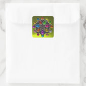 宝石が黄色のカラフル光沢のある星 スクエアシール (バッグ)