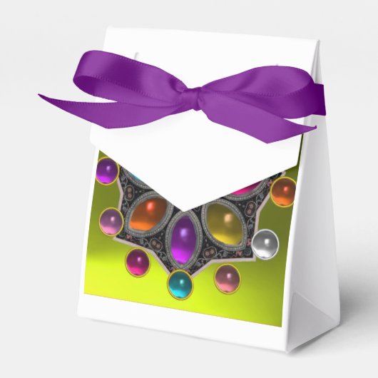 宝石が黄色のカラフル光沢のある星 フェイバーボックス (正面サイド)